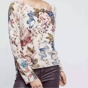 EUC Anthropologie Angels of the North floral sweater Wool Cashmere Embroidered S
